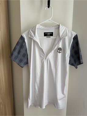 Hydrogen Tennis Half Zip Tech Tee White Blue Navy Skull Polo Shirt Men’s M